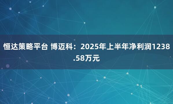 恒达策略平台 博迈科：2025年上半年净利润1238.58万元