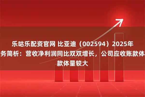 乐咕乐配资官网 比亚迪（002594）2025年中报财务简析：营收净利润同比双双增长，公司应收账款体量较大